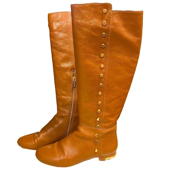 MICHAEL KORS | AILEE GOLD STUD BOOTS SZ 7 - Picture 2 of 16